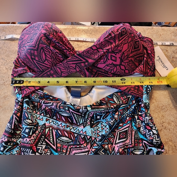 Swimsuits For All Cut Out Aztec Pattern Plus Size 22 NWT - Picture 9 of 13